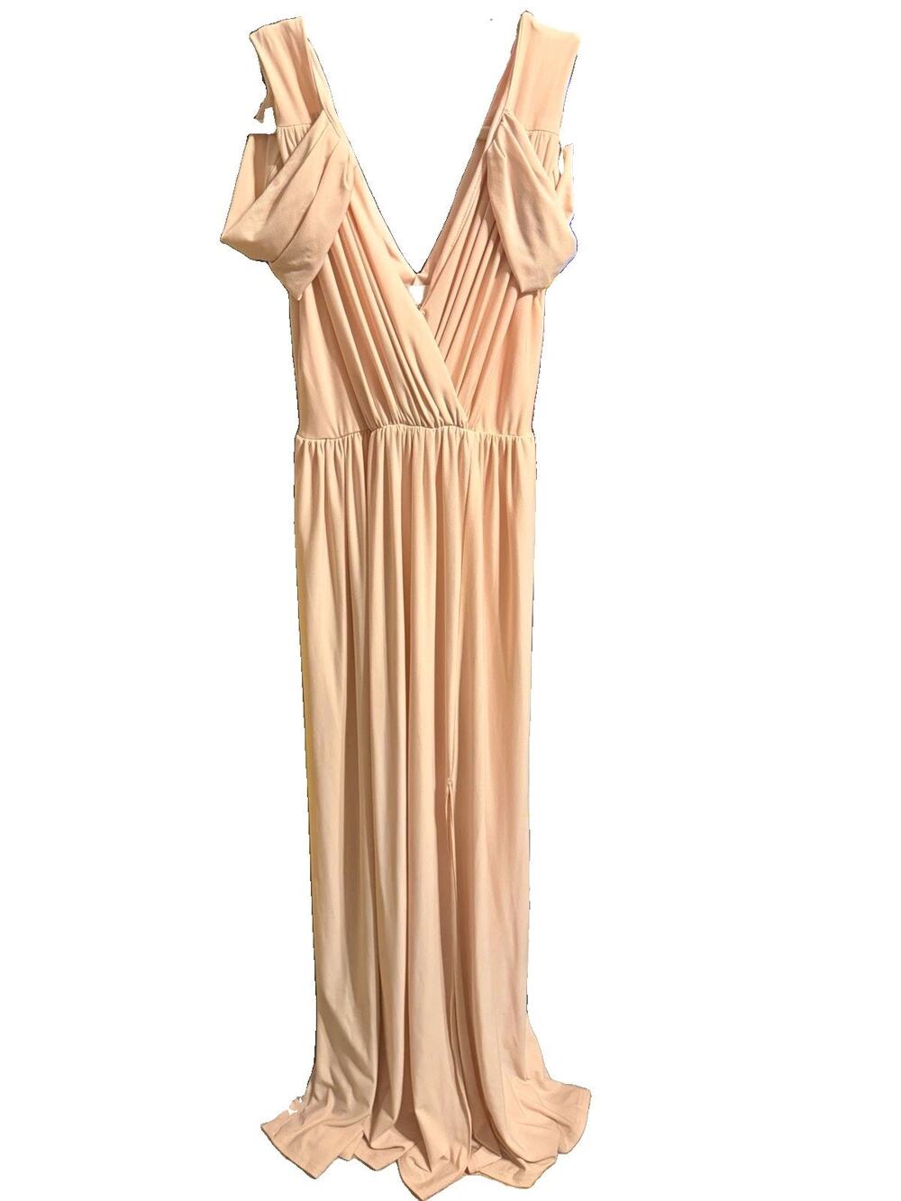 ASOS Maternity Maxi Dress Pink Solid V-Neck Sleeveless Ruched Stretch Sz 2